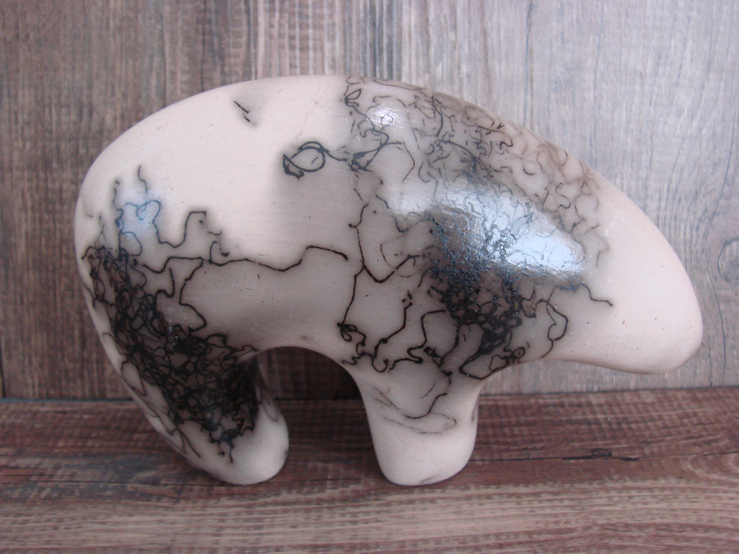 Navajo Pottery Horse Hair Bear Sculpture by Vail