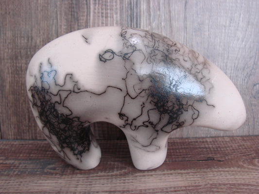 Navajo Pottery Horse Hair Bear Sculpture by Vail