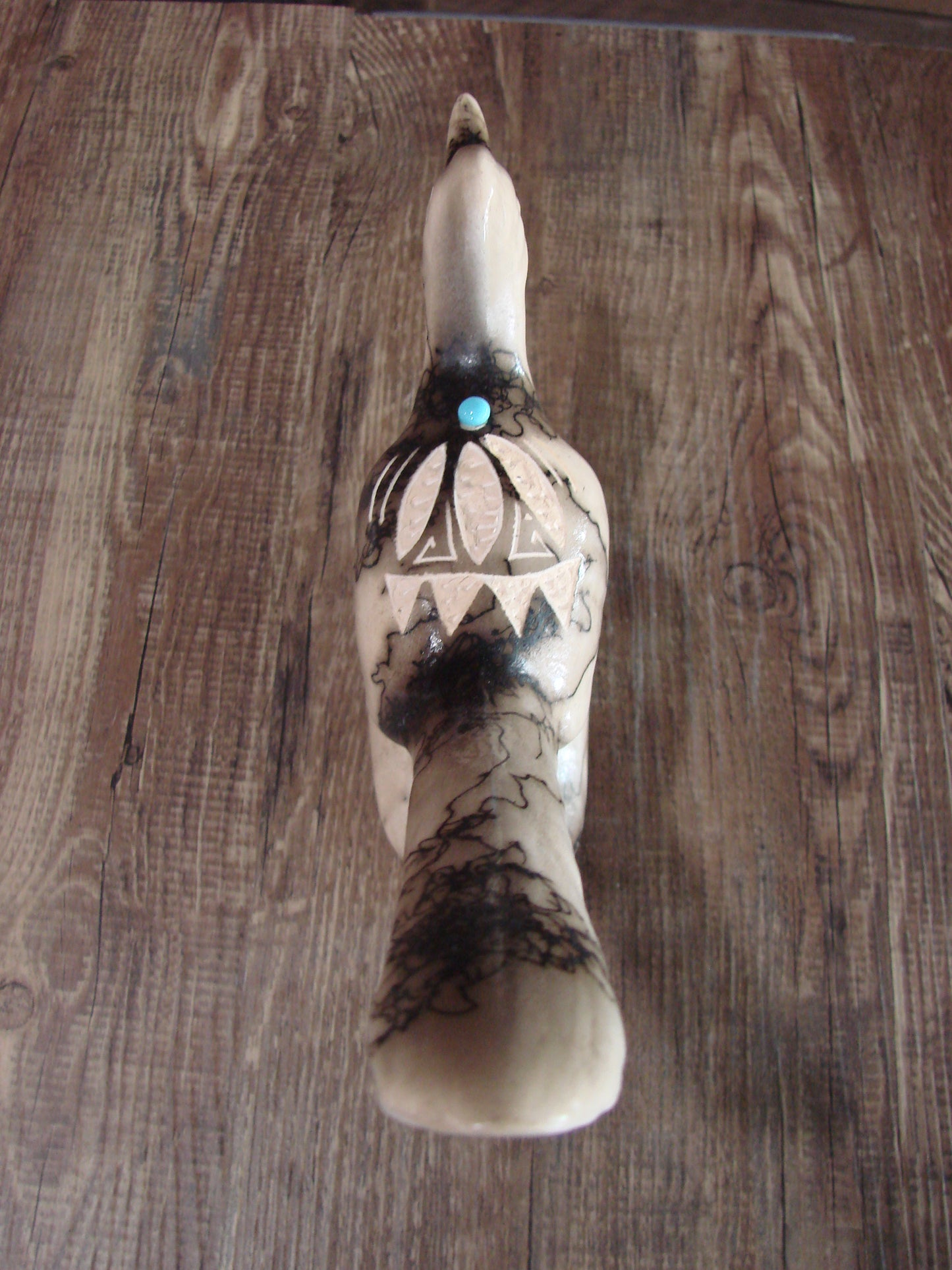 Native American Pottery Horse Hair Road Runner Sculpture by Vail