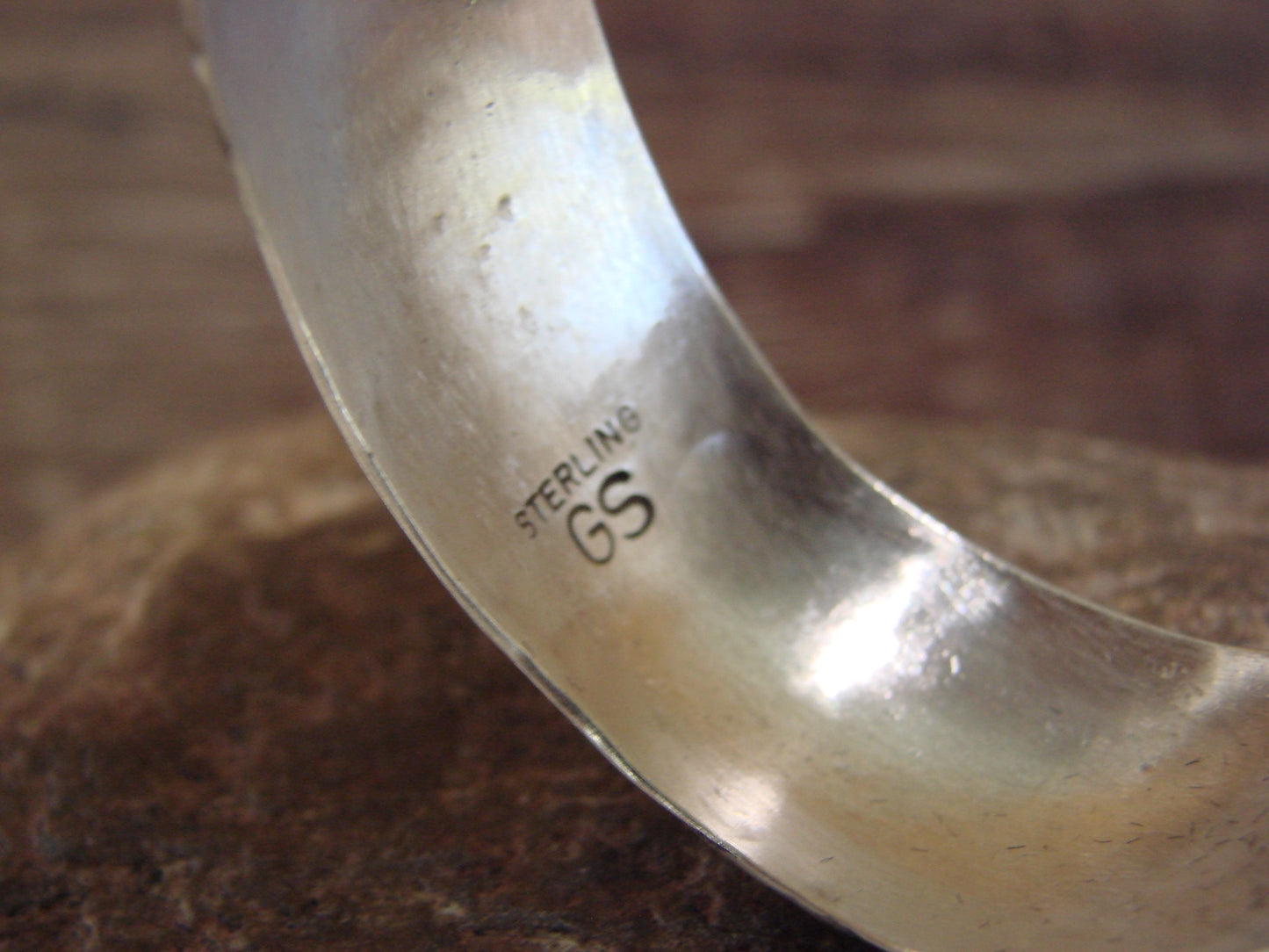 Native American Sterling Silver & Coral Row Bracelet by GS