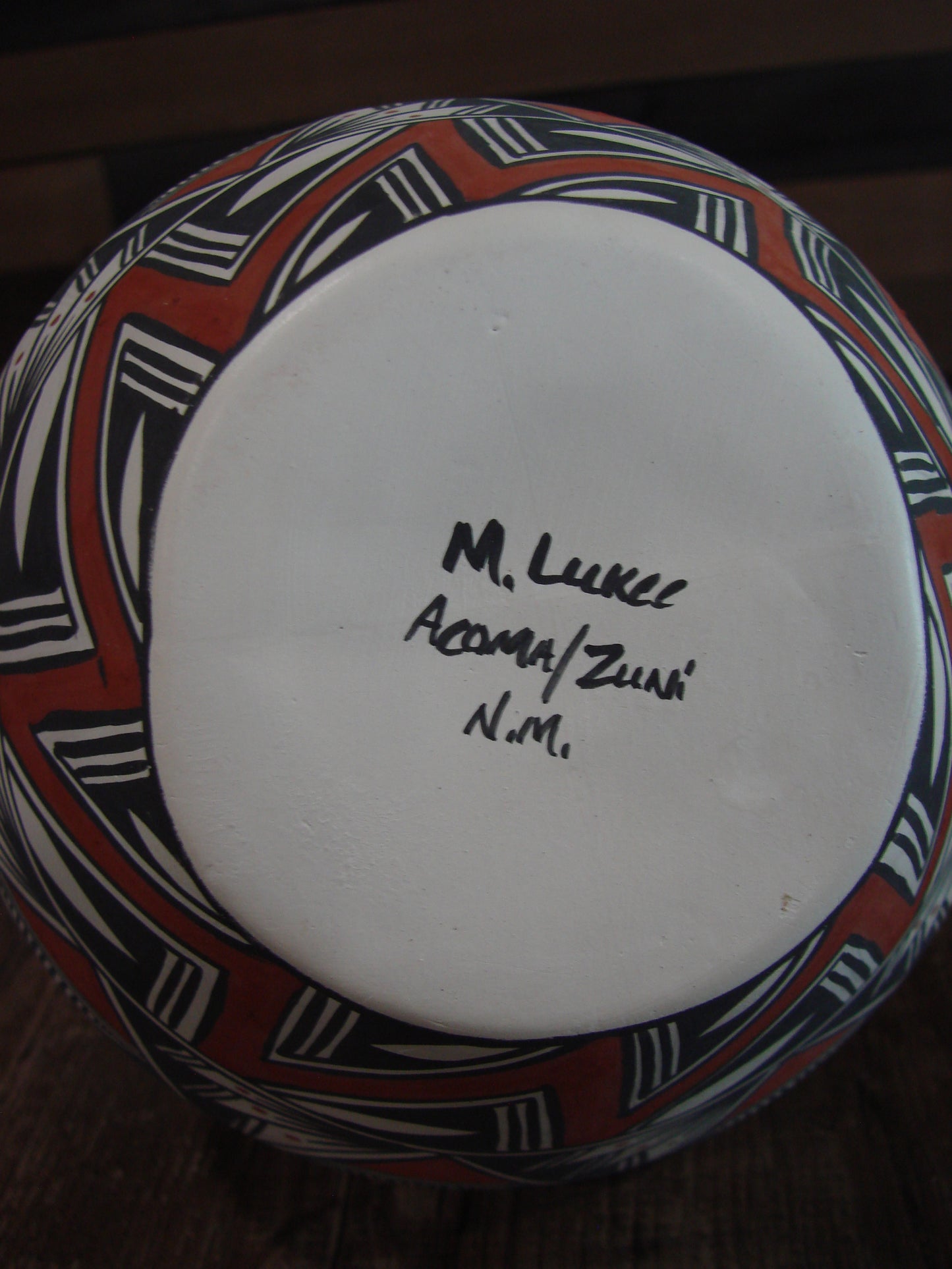 Native American Fine Line Hand Painted Wedding Vase by M. Lukee