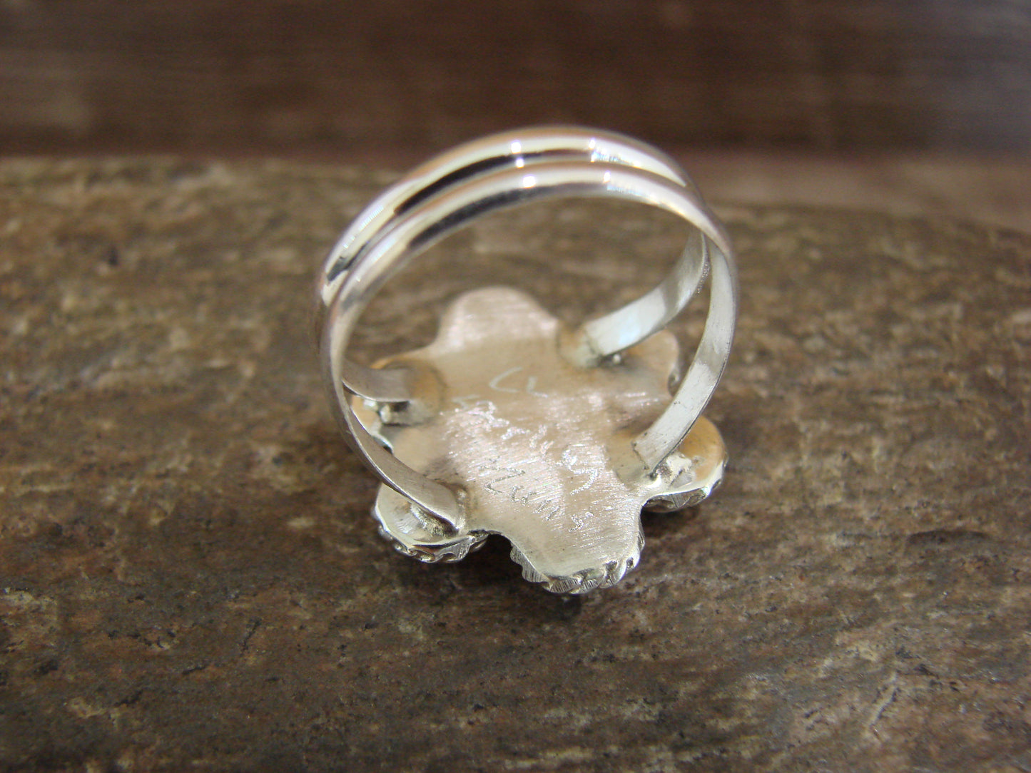 Native American Sterling Silver Blue Opal Inlay Cluster Ring - Dosedo - Size 6