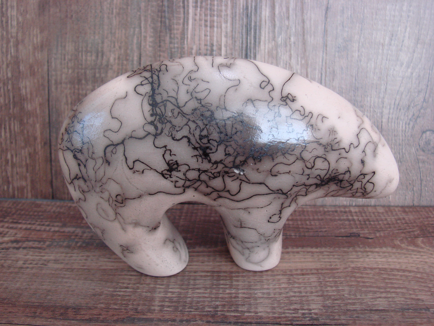 Navajo Pottery Horse Hair Bear Sculpture by Vail