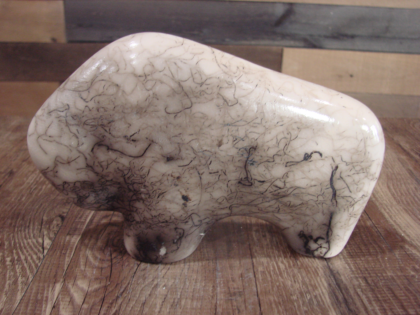 Native American Navajo Pottery Horse Hair Buffalo Sculpture by Vail