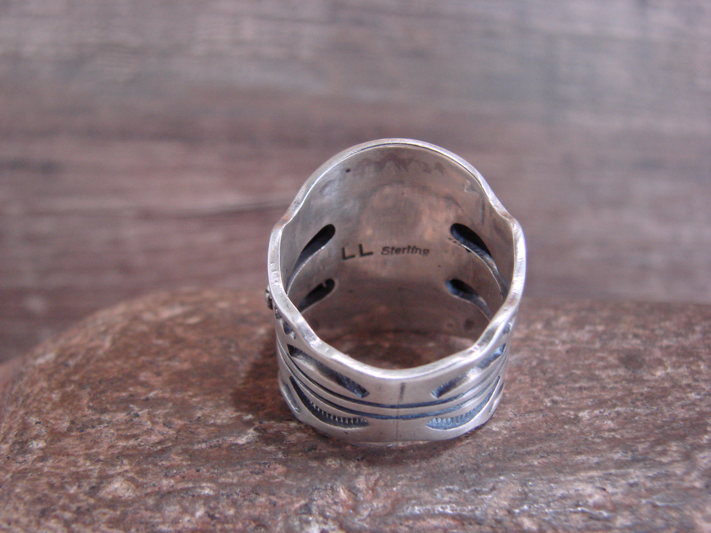 Native American Sterling Silver & Turquoise Ring - Lee - Size 10.5