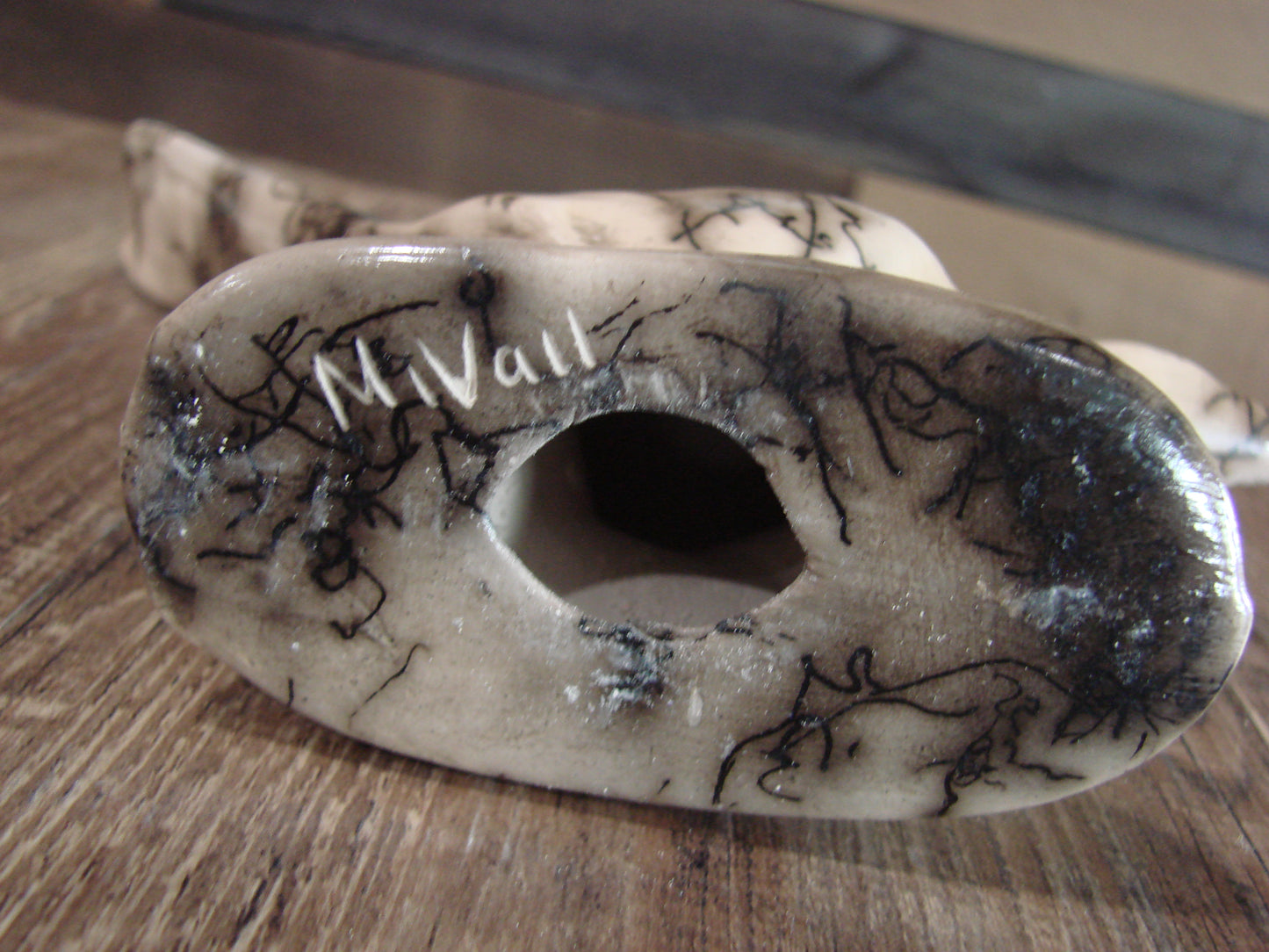 Native American Pottery Horse Hair Road Runner Sculpture by Vail