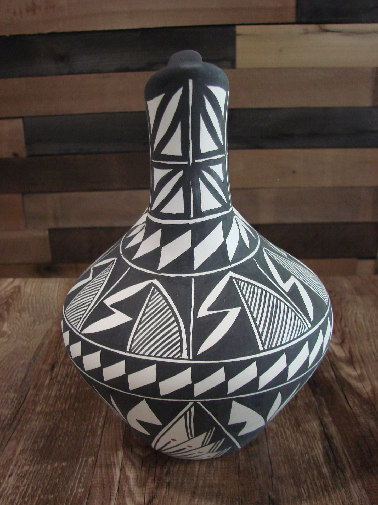 Native American Fine Line Hand Painted Wedding Vase by M. Lukee