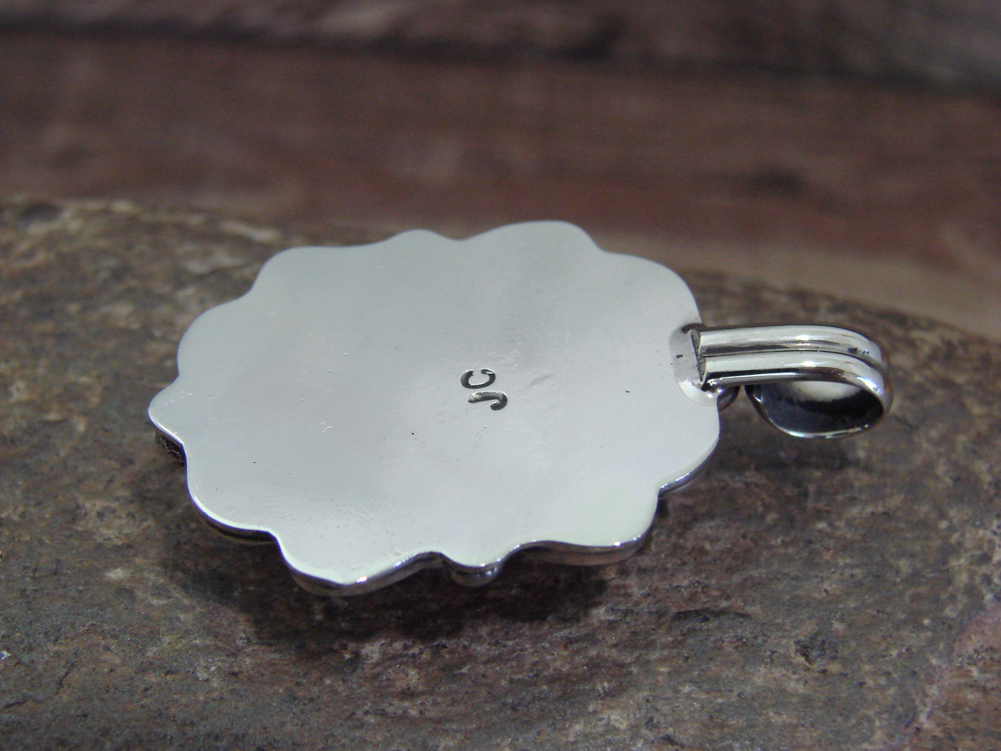 Native American Nickel Silver & Spiny Oyster Pendant - Cleveland