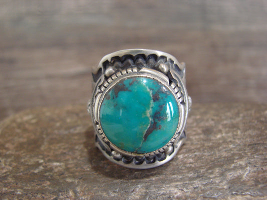 Native American Sterling Silver & Turquoise Ring - Lee - Size 10