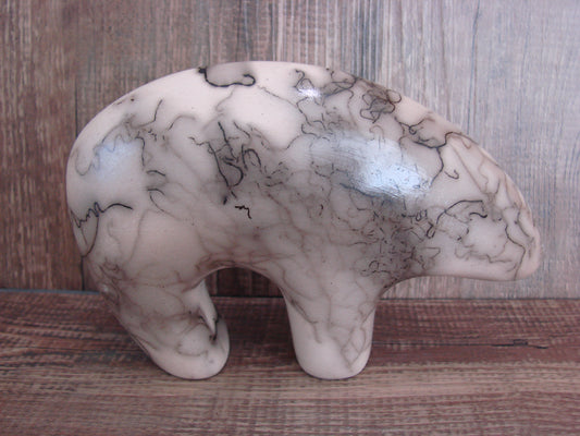 Navajo Pottery Horse Hair Bear Sculpture by Vail