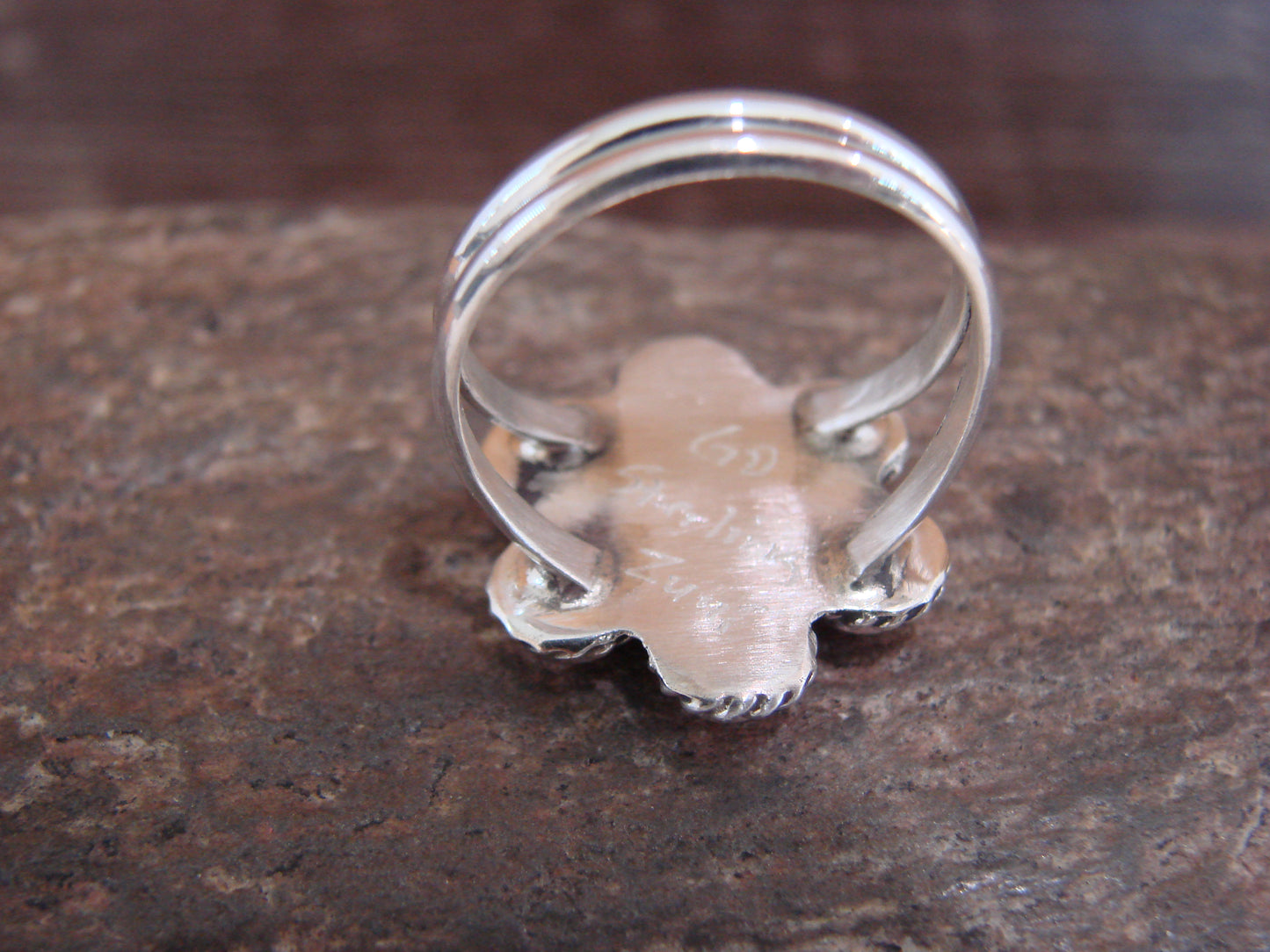 Native American Sterling Silver Pink Opal Inlay Cluster Ring - Dosedo - Size 7.5