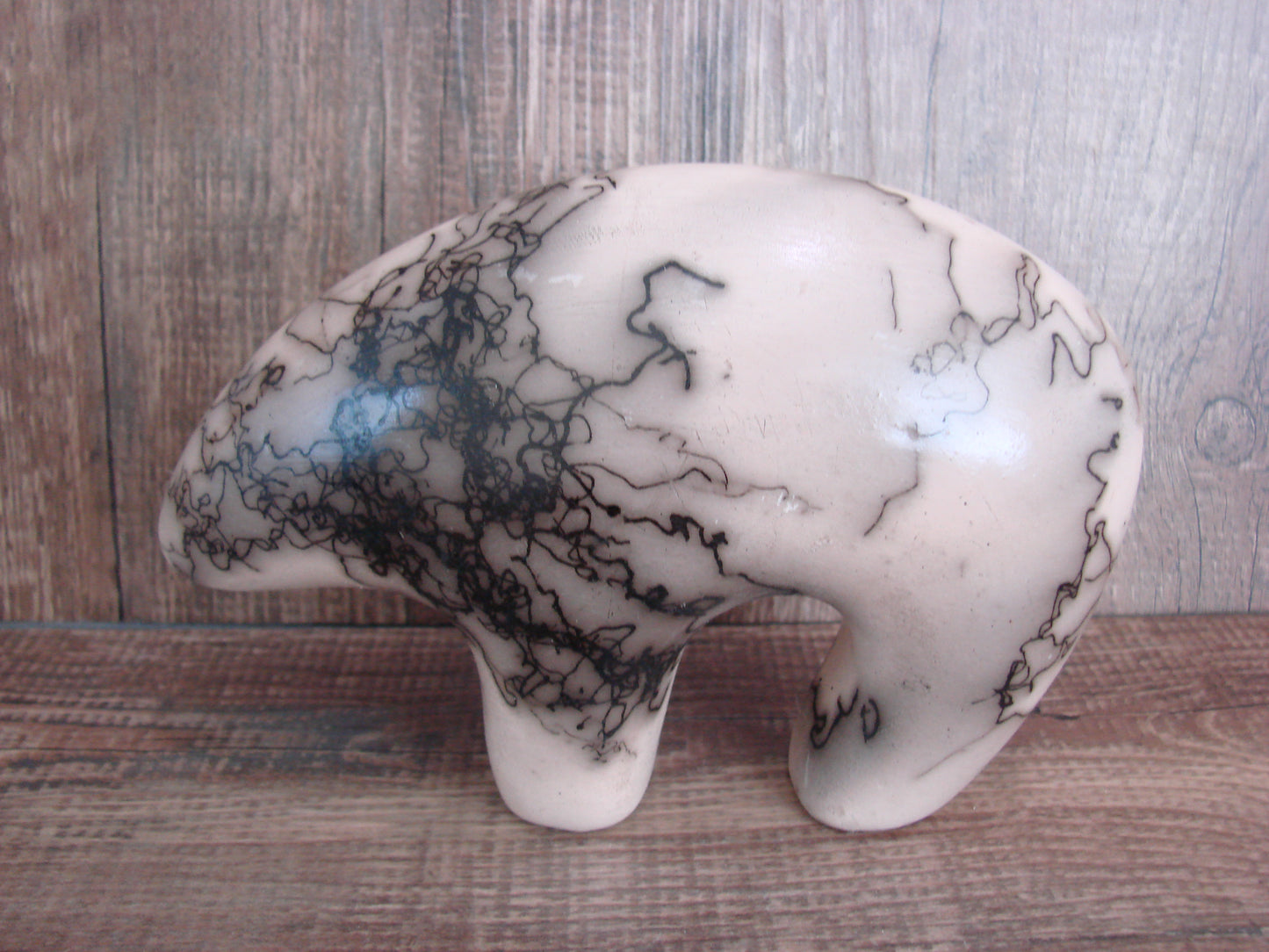 Navajo Pottery Horse Hair Bear Sculpture by Vail