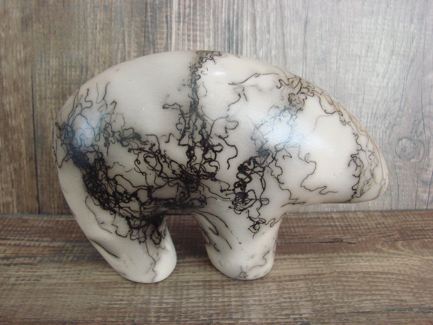 Navajo Pottery Horse Hair Bear Sculpture by Vail
