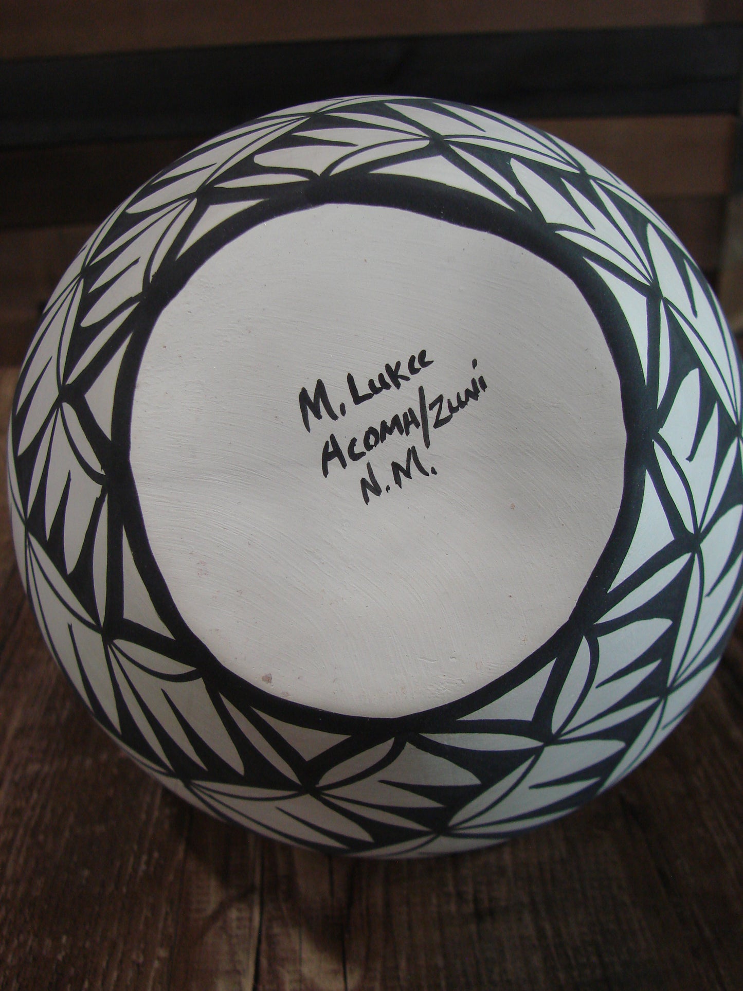 Native American Fine Line Hand Painted Wedding Vase by M. Lukee