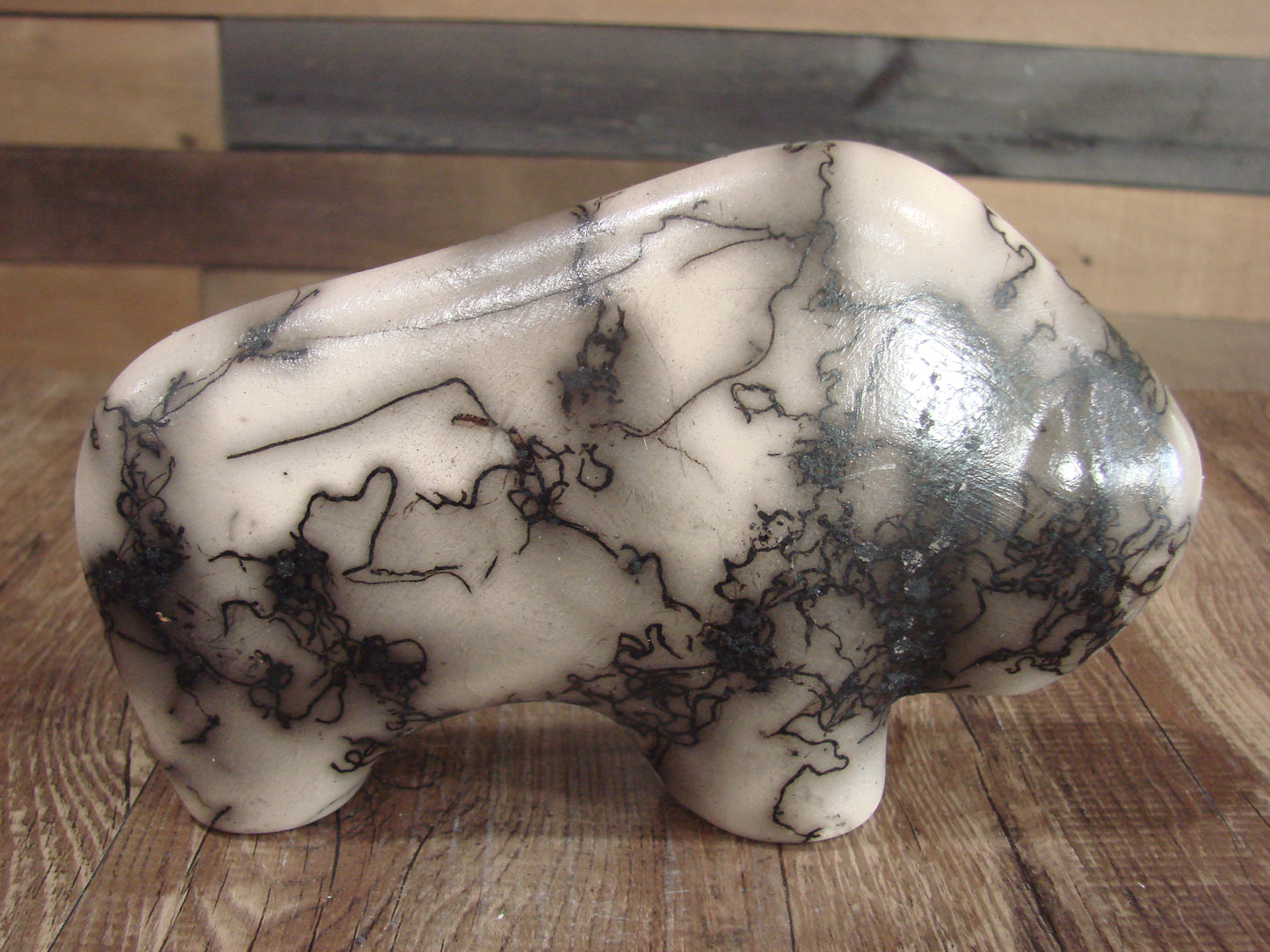 Native American Navajo Pottery Horse Hair Buffalo Sculpture by Vail