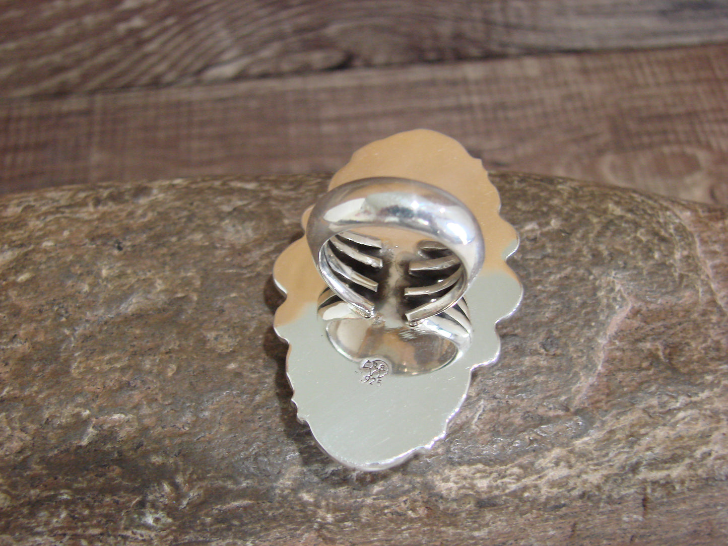 Native American Sterling Silver & White Buffalo Turquoise Ring - Delgarito- Size 4.5