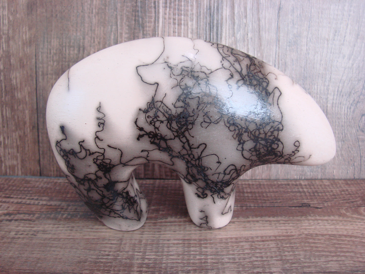 Navajo Pottery Horse Hair Bear Sculpture by Vail