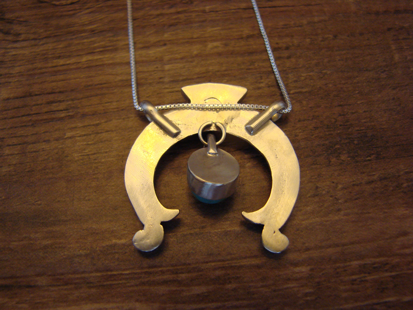 Native American Sterling Silver & Turquoise Naja Necklace by Shorty