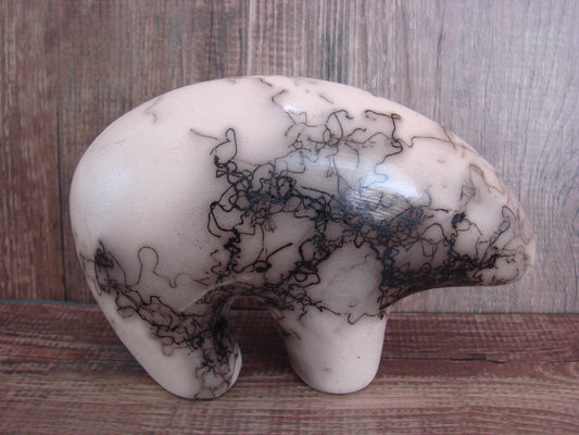 Navajo Pottery Horse Hair Bear Sculpture by Vail