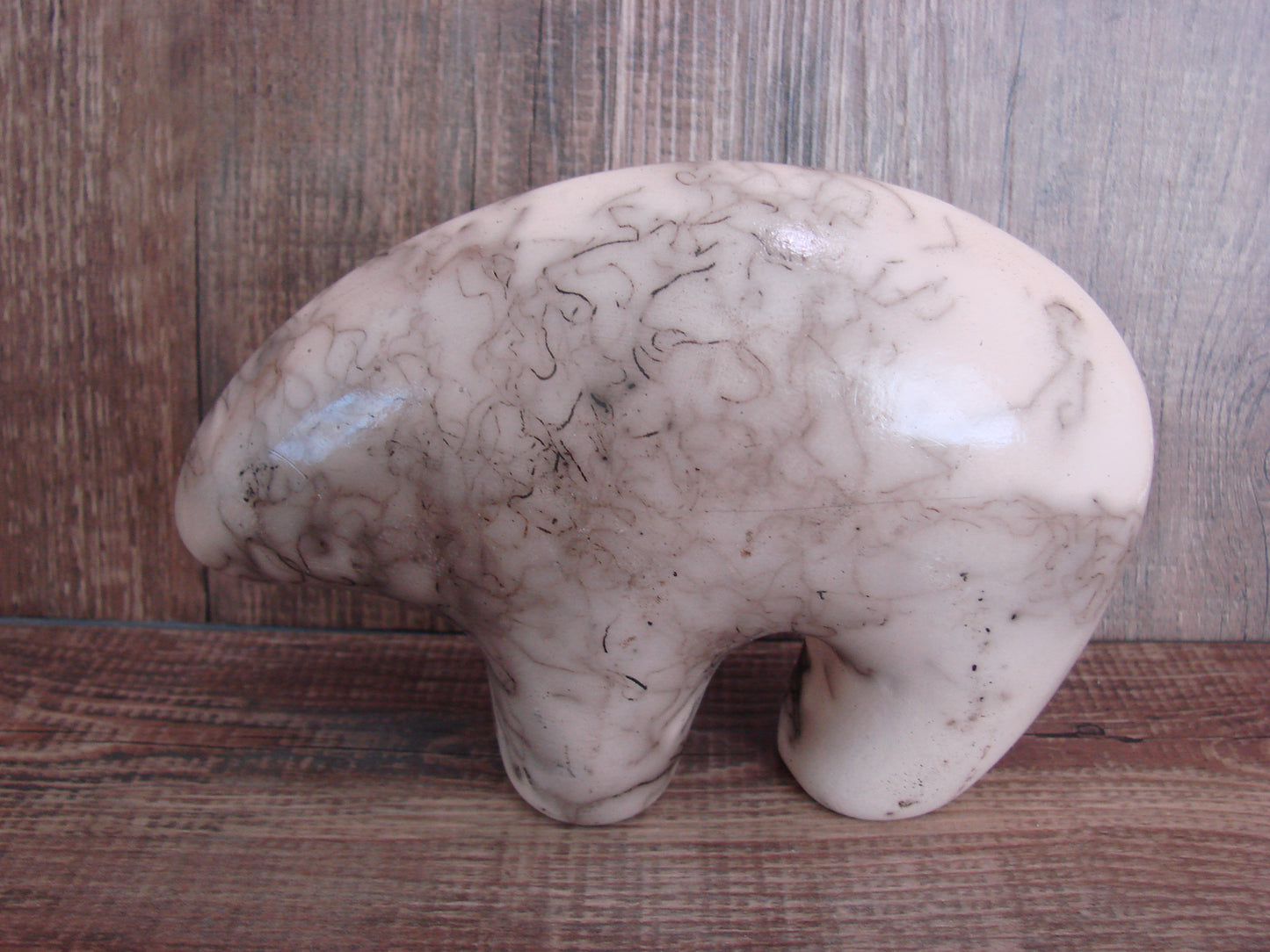 Navajo Pottery Horse Hair Bear Sculpture by Vail