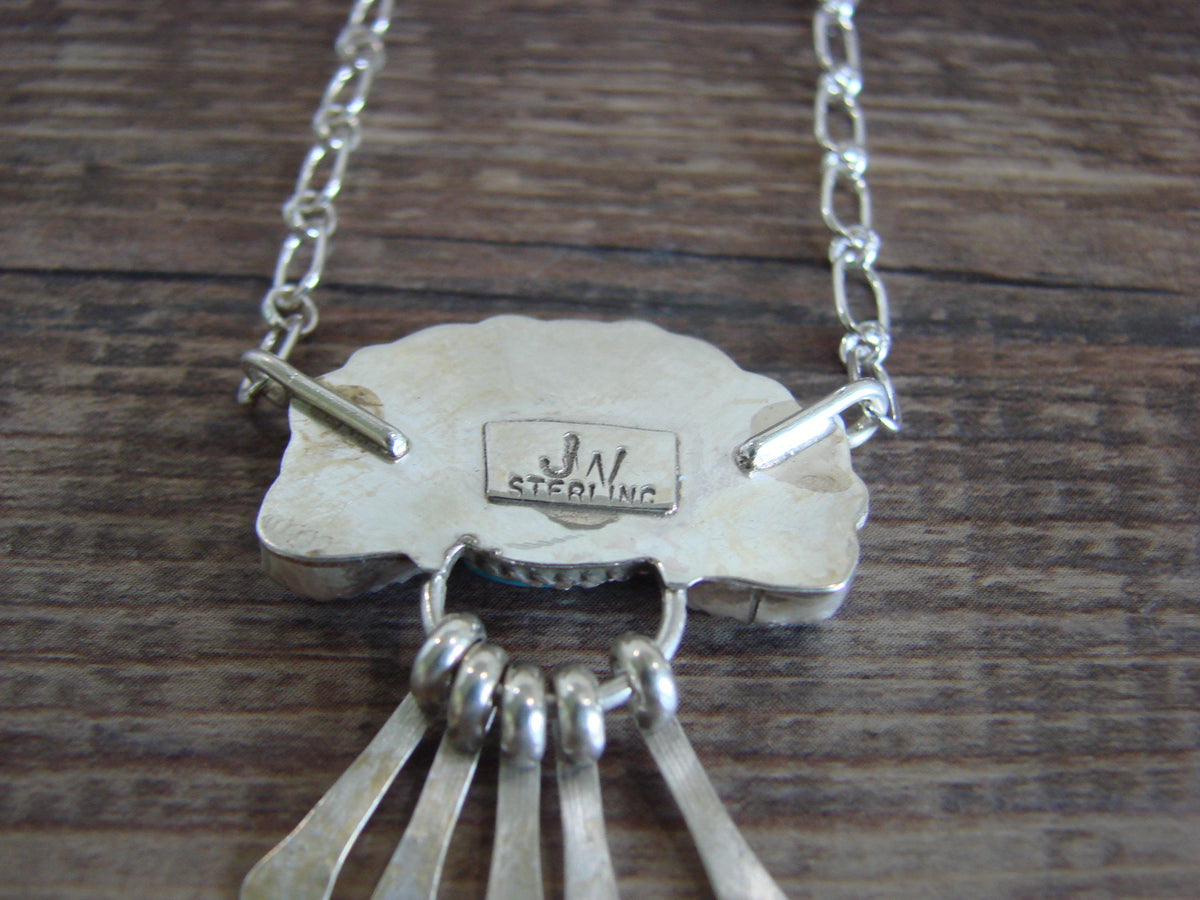 Native American Sterling Silver & Turquoise Cluster Link Necklace - Wilson