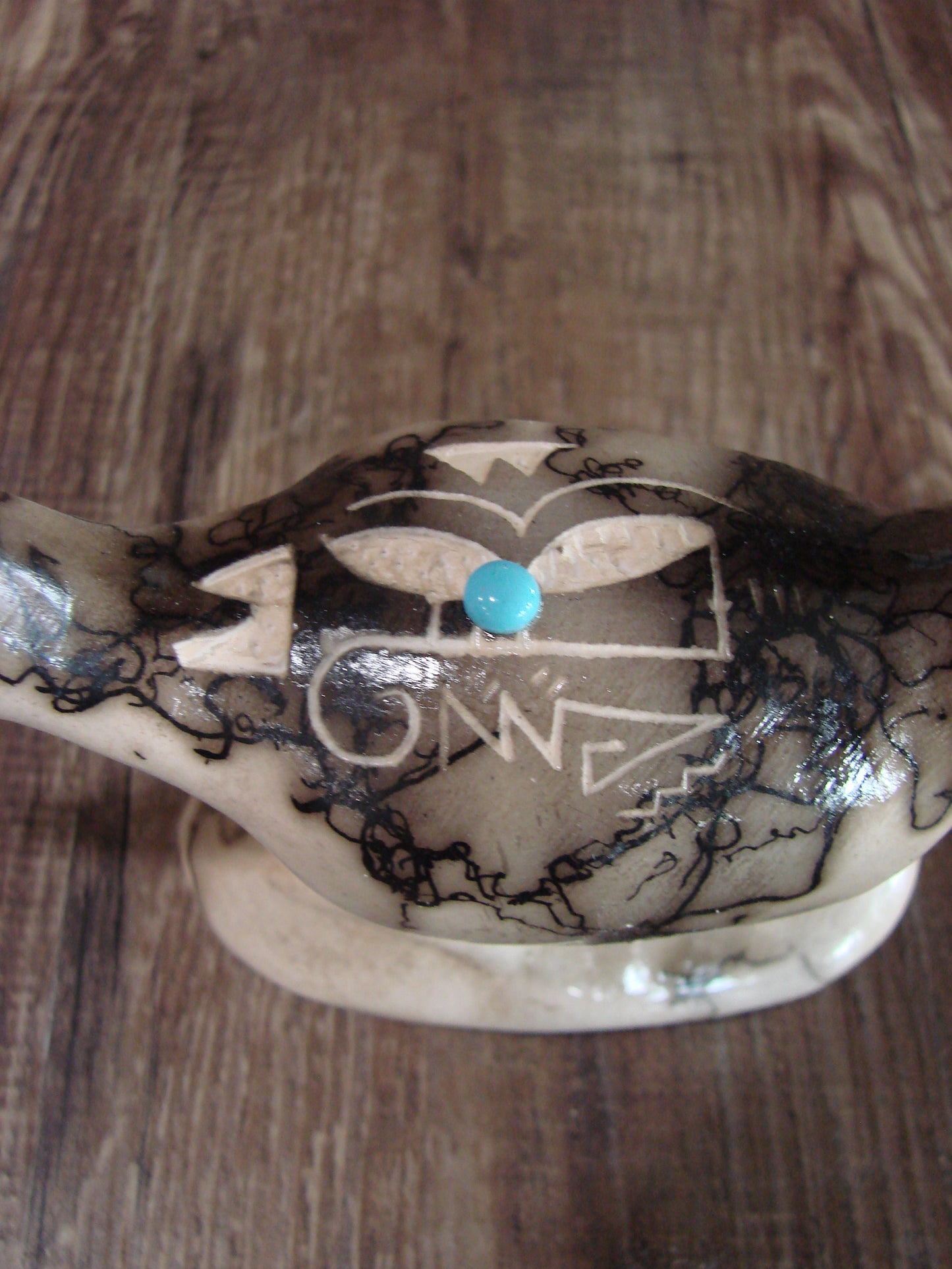 Native American Pottery Horse Hair Road Runner Sculpture by Vail