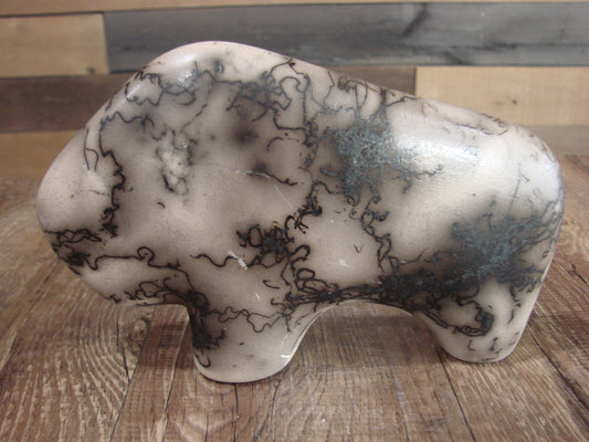 Native American Navajo Pottery Horse Hair Buffalo Sculpture by Vail