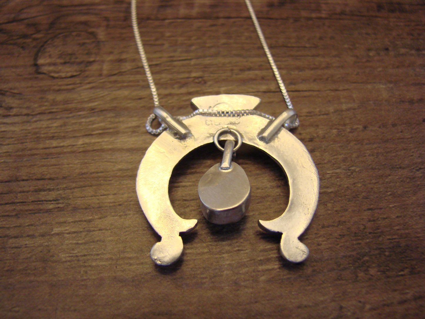 Native American Sterling Silver & Turquoise Naja Necklace by Shorty