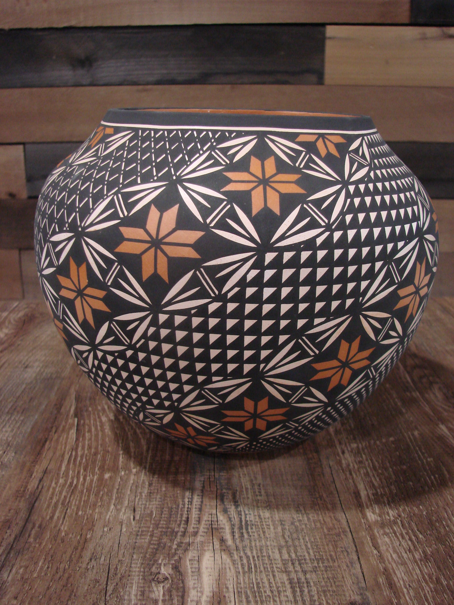 Native American Fine Line Hand Coiled Pottery by Terrance Chino Sr.