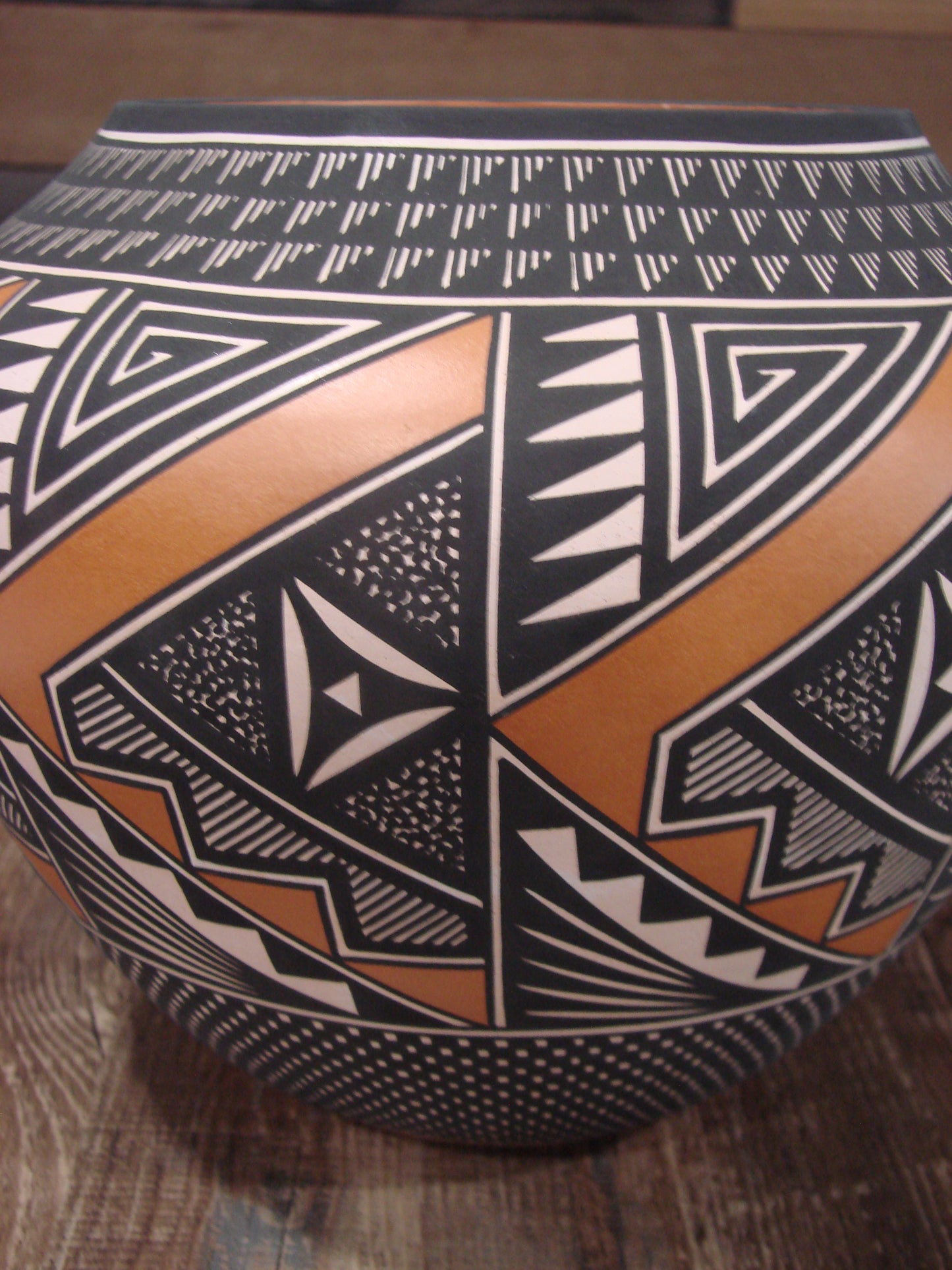 Native American Fine Line Hand Coiled Pottery by Terrance Chino Sr.