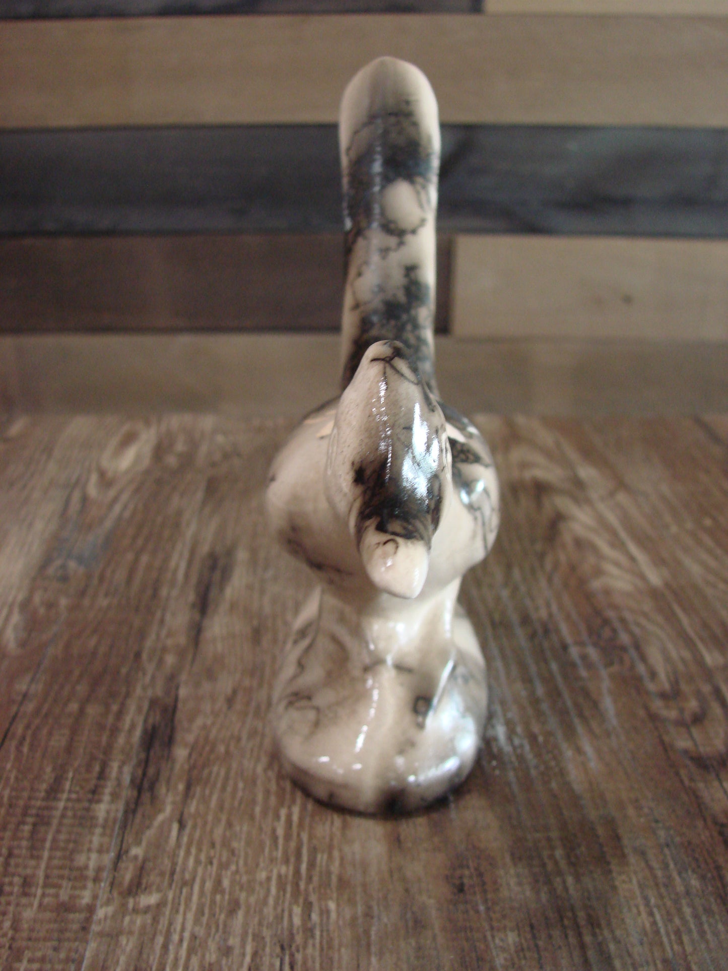 Native American Pottery Horse Hair Road Runner Sculpture by Vail