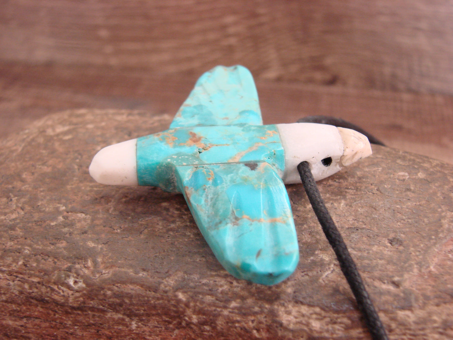 Hand Carved Turquoise Soaring Eagle Fetish Necklace by Matt Mitchell