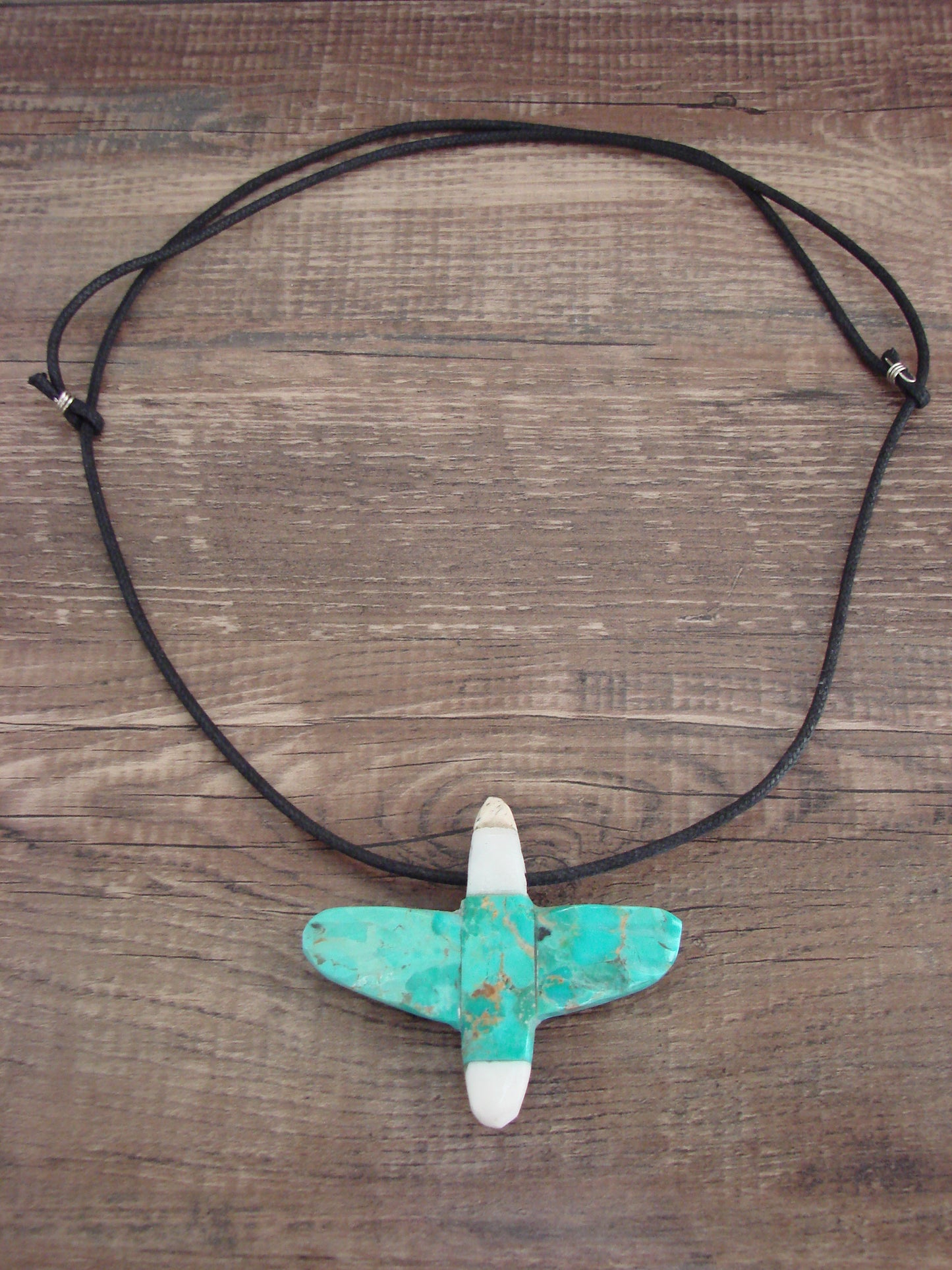 Hand Carved Turquoise Soaring Eagle Fetish Necklace by Matt Mitchell