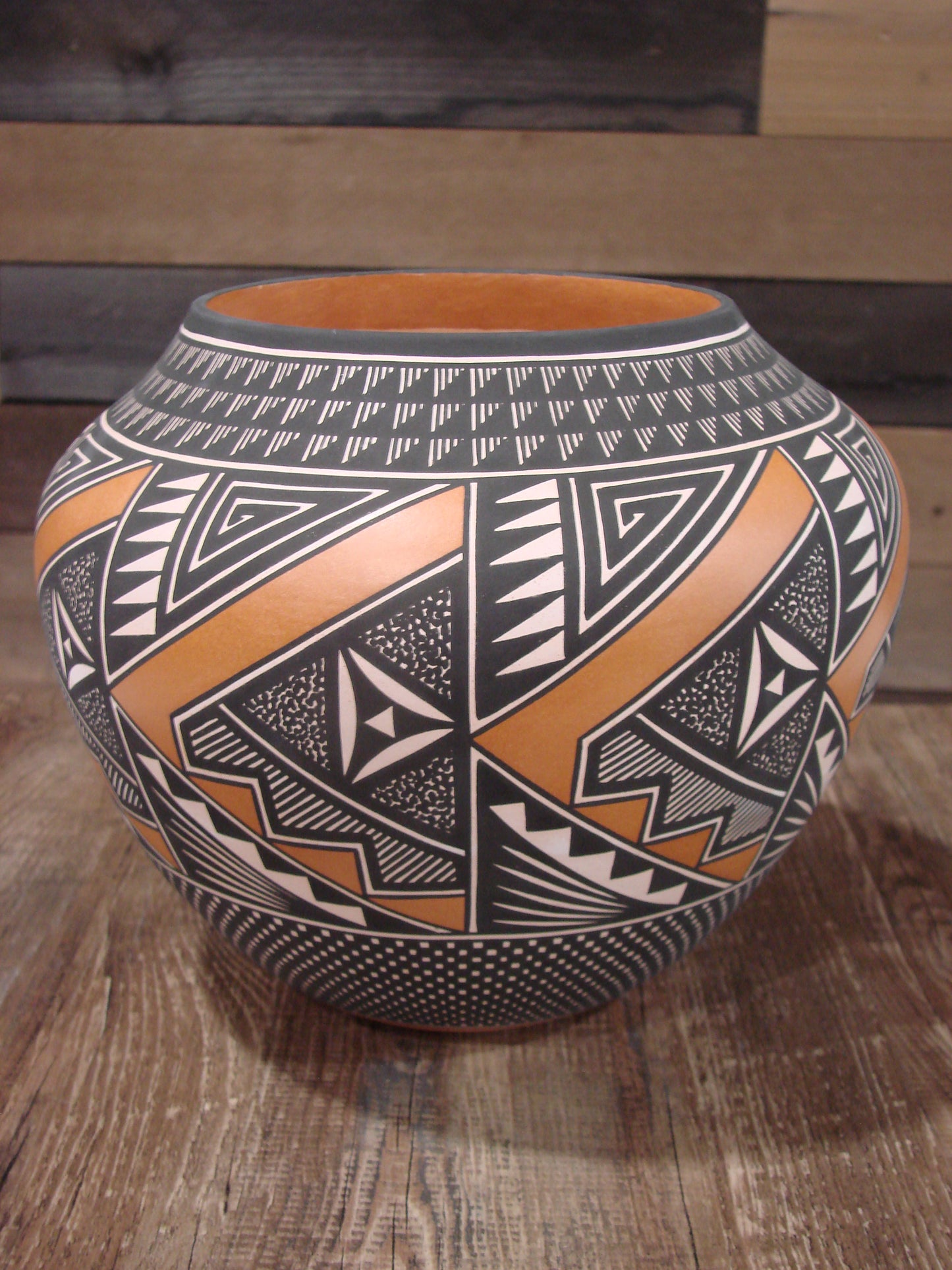 Native American Fine Line Hand Coiled Pottery by Terrance Chino Sr.