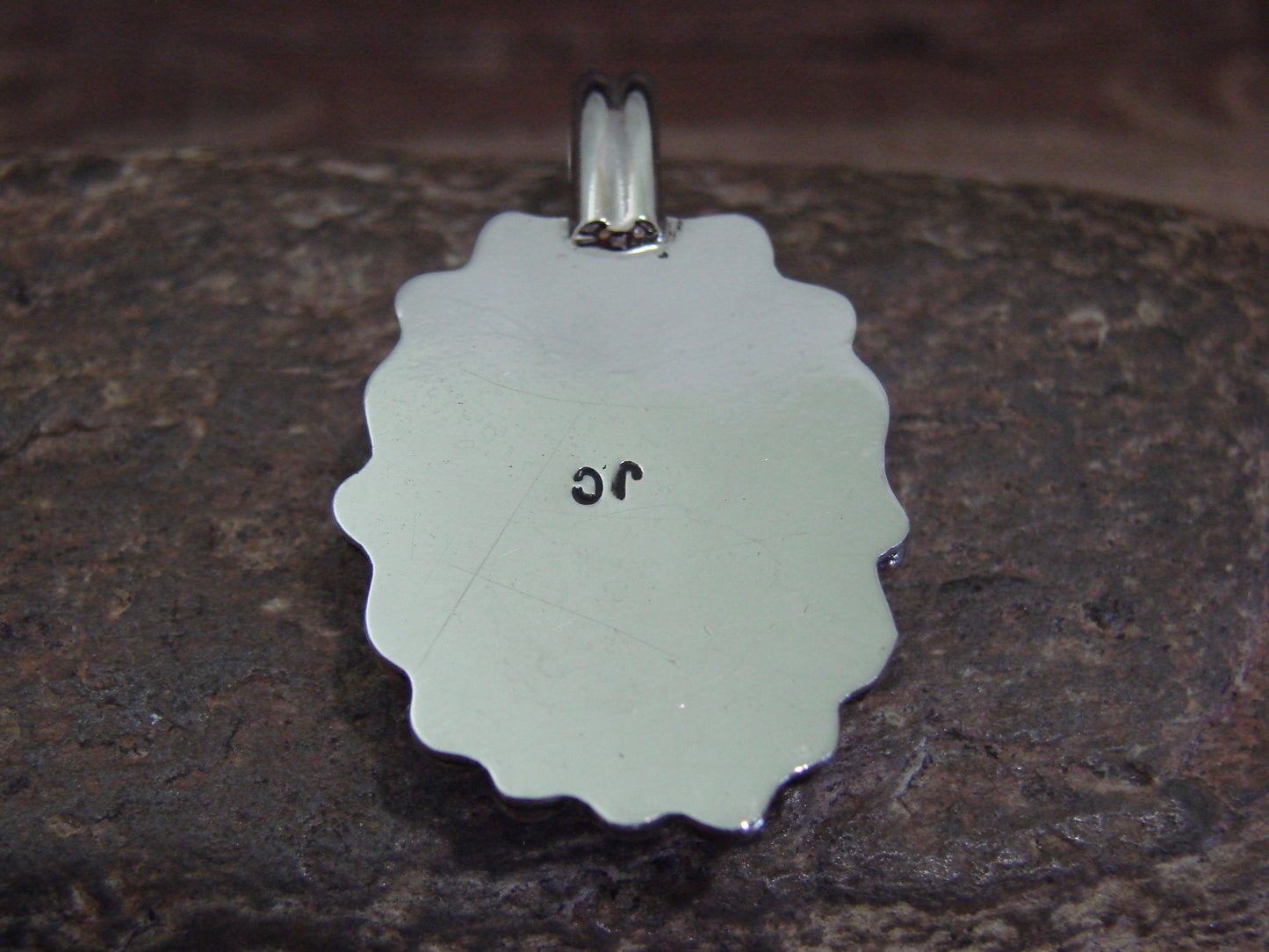 Native American Nickel Silver & Coral Pendant - Cleveland