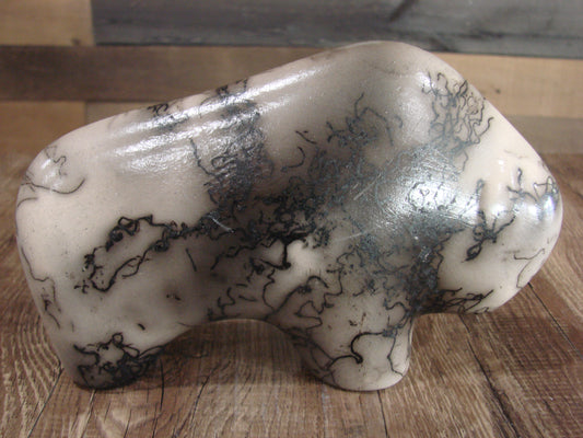 Native American Navajo Pottery Horse Hair Buffalo Sculpture by Vail