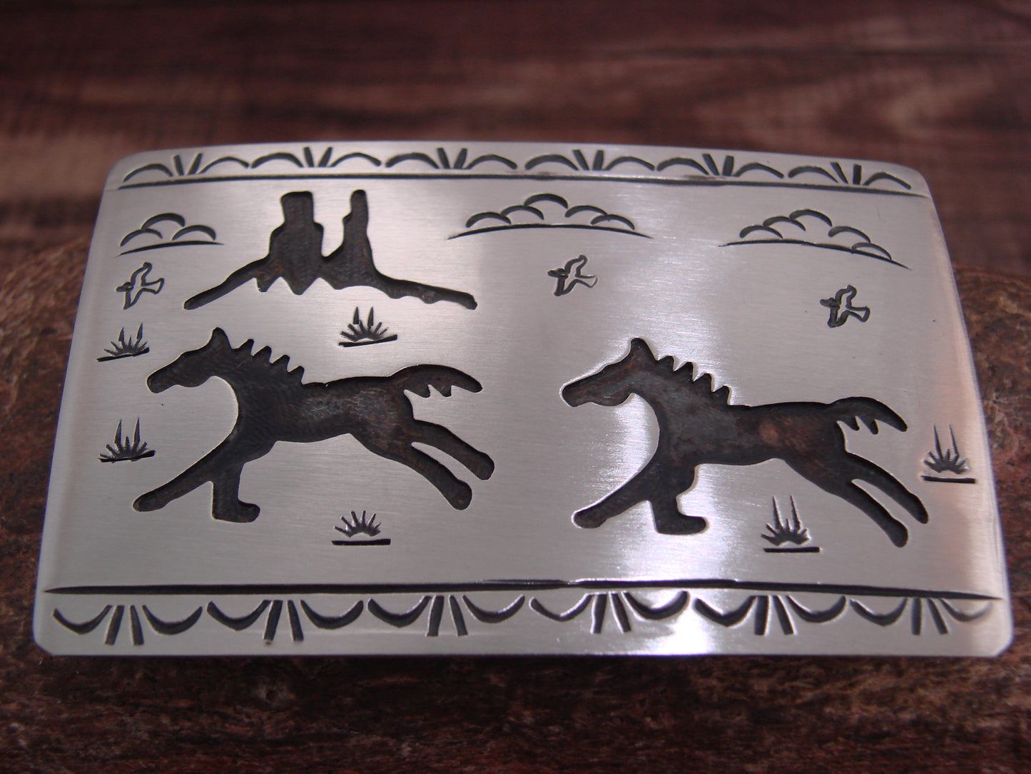 Native American Sterling Silver Horse Belt Buckle by Begay