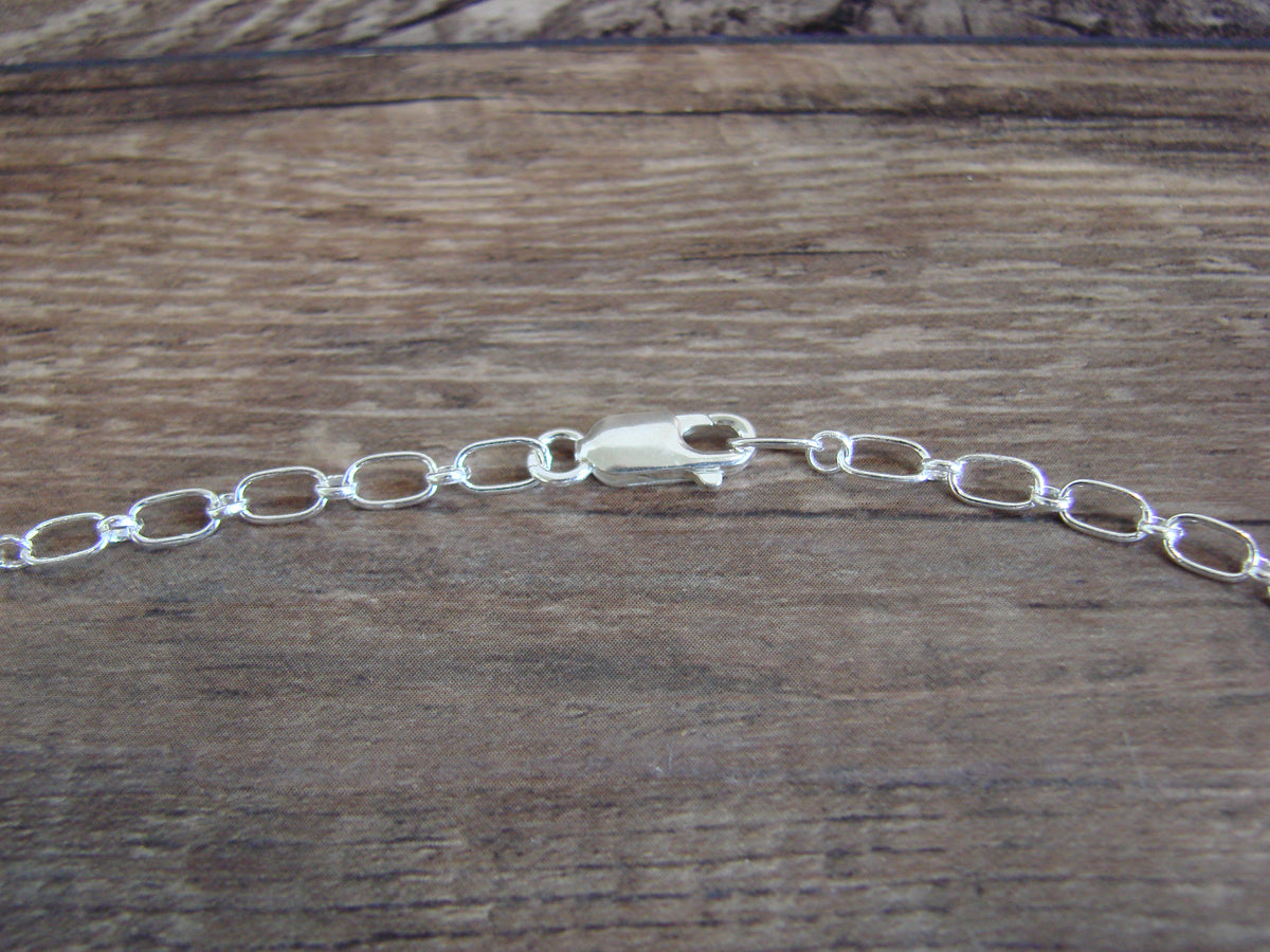 Native American Sterling Silver & White Buffalo Turquoise Link Necklace - Jack