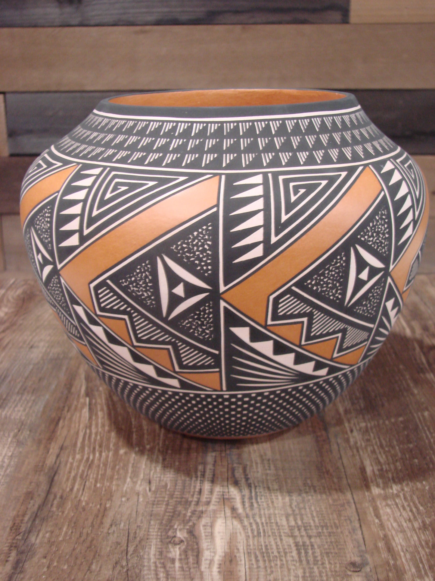 Native American Fine Line Hand Coiled Pottery by Terrance Chino Sr.