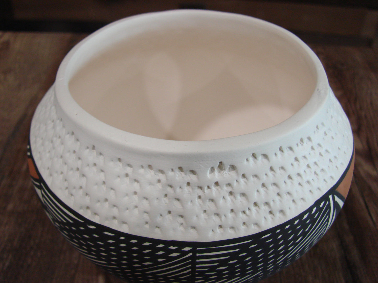 Native American Acoma Fine Line Hand Painted Pottery by B. Garcia