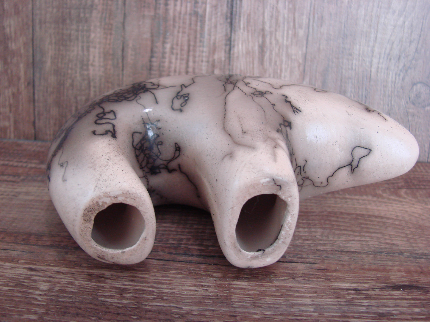 Navajo Pottery Horse Hair Bear Sculpture by Vail
