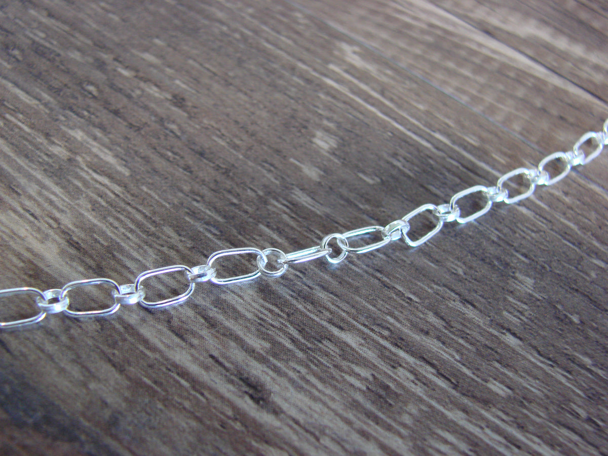 Native American Sterling Silver & White Buffalo Turquoise Link Necklace - Jack