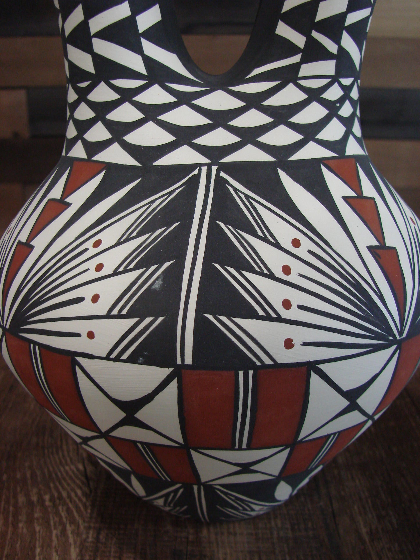 Native American Fine Line Hand Painted Wedding Vase by M. Lukee