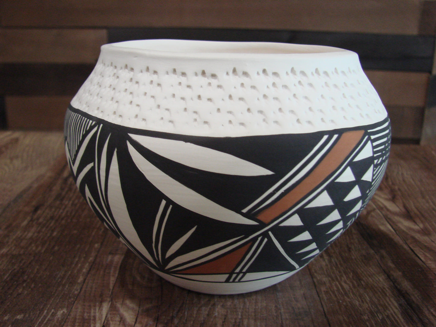 Native American Acoma Fine Line Hand Painted Pottery by B. Garcia