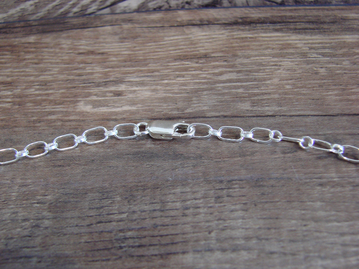 Native American Sterling Silver & White Buffalo Turquoise Link Necklace - Jack