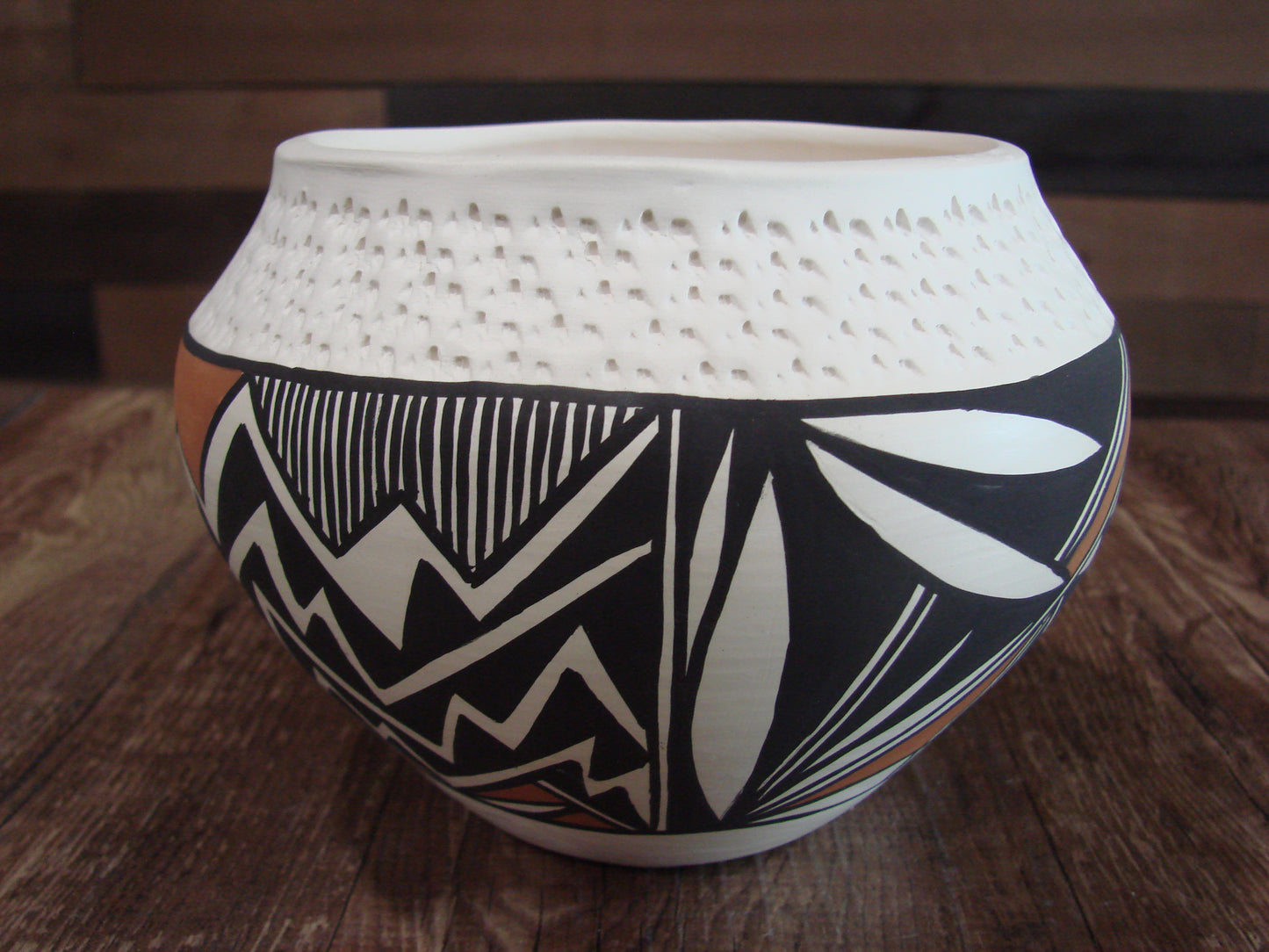 Native American Acoma Fine Line Hand Painted Pottery by B. Garcia