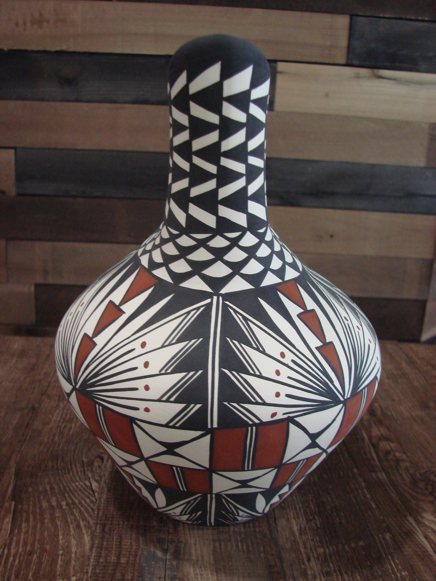 Native American Fine Line Hand Painted Wedding Vase by M. Lukee