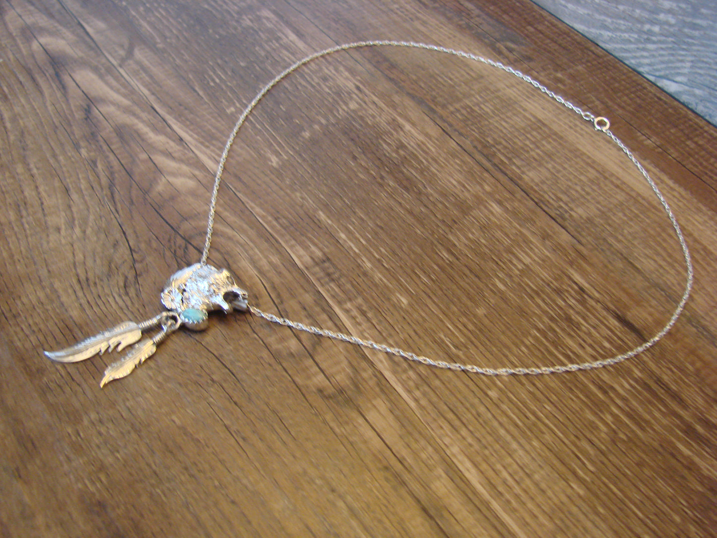 Native American Sterling Silver & Turquoise Wolf Necklace by Francisco