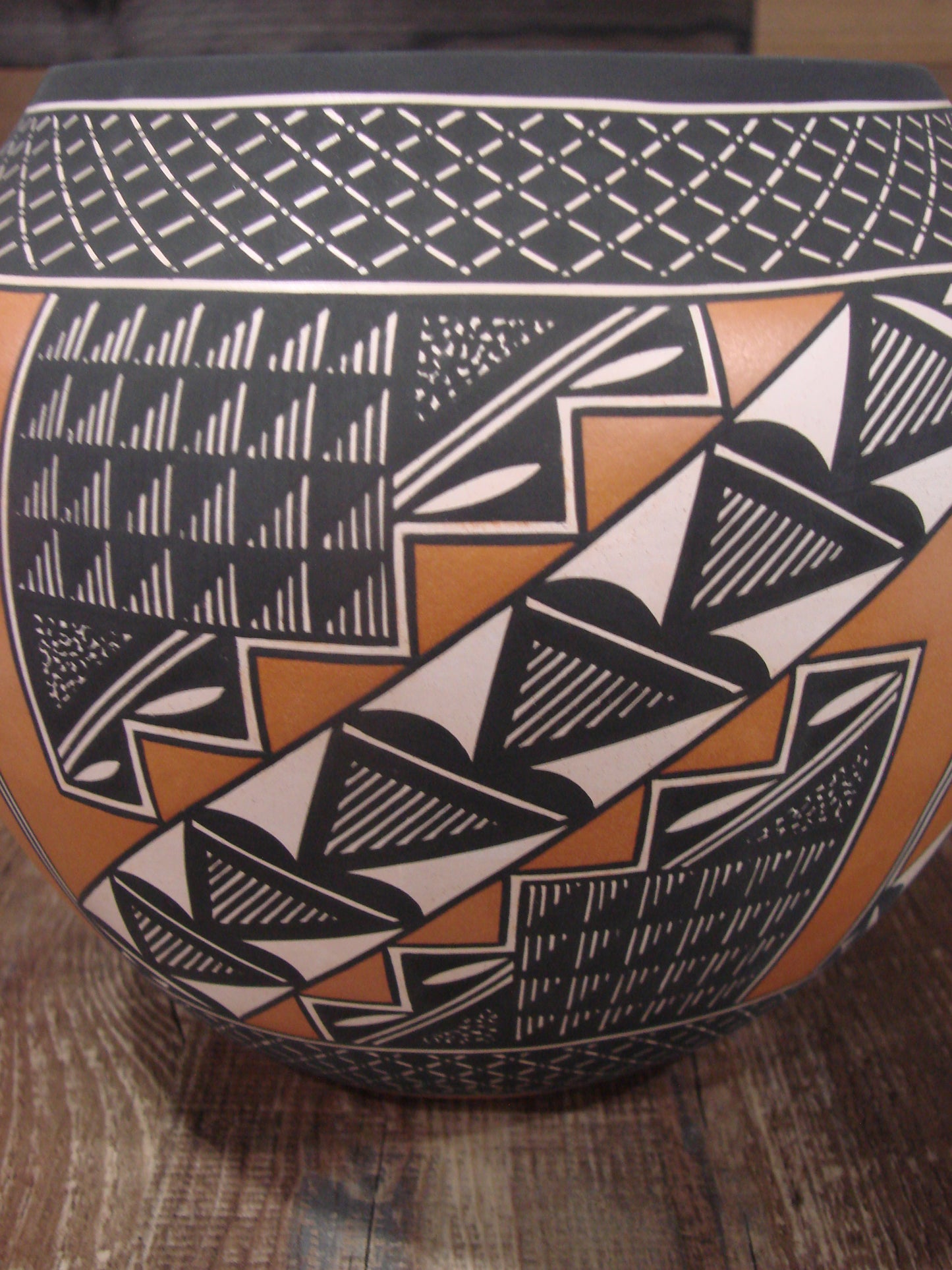 Native American Fine Line Hand Coiled Pottery by Terrance Chino Sr.