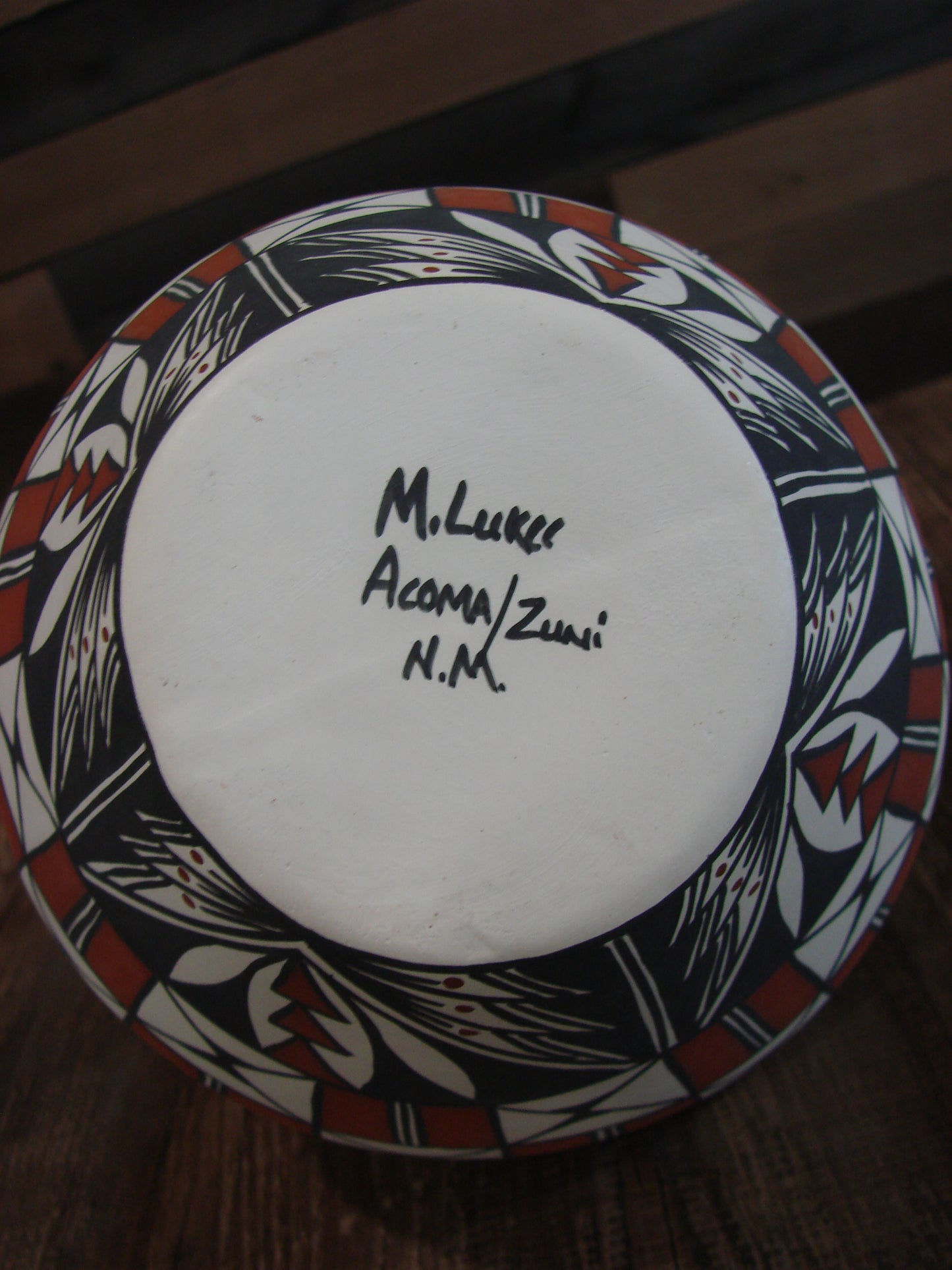 Native American Fine Line Hand Painted Wedding Vase by M. Lukee